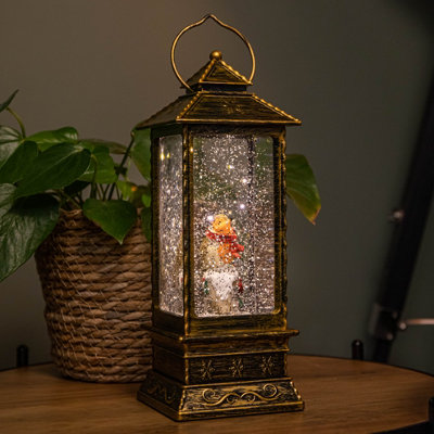 28cm Dual Powered Light up Christmas Robin with Red Scarf Water Spinner ...