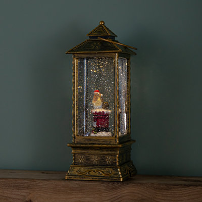 28cm Dual Powered Light up Christmas Robin with Santa Hat Water Spinner ...