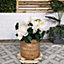 28cm Round Wooden Garden Plant Pot Flower Trolley Stand on Wheels