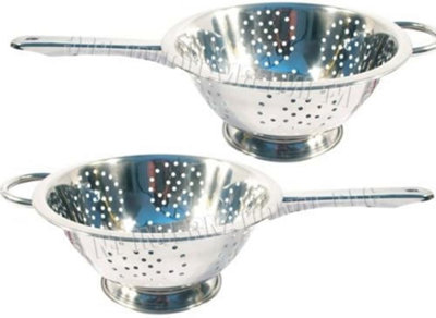 28Cm Stainless Steel Colander With Long Handle Deep Pasta Spaghetti Salad Strainer