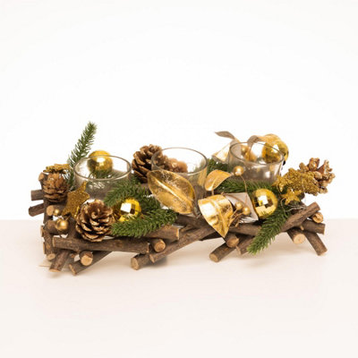 28cm Twig Triple Candle Holder Gold Price Comparisons | Compare The Build
