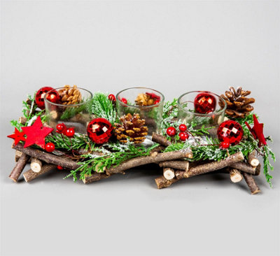 28cm Twig Triple Candle Holder Red Price Comparisons | Compare The Build
