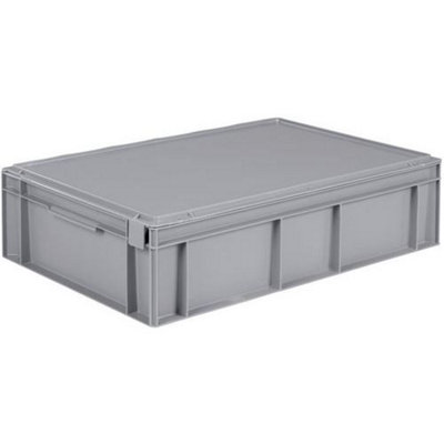 28L Grey Solid Euro Container with Hinged Lid 600x400x161mm
