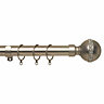 28mm Bling Line Metal Curtain Pole Set 120-210cm Satin Nickel Finish with Rings, Finials, Brackets & Fittings