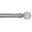 28mm Bubble Metal Curtain Pole Set 210-300cm Chrome Finish with Rings, Finials, Brackets & Fittings