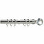 28mm Crystal End Metal Curtain Pole Set 210-300cm Satin Nickel Finish with Rings, Finials, Brackets & Fittings