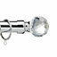 28mm Crystal Metal Curtain Pole Set 70-120cm Chrome Finish with Rings, Finials, Brackets & Fittings
