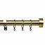 28mm Flat End Metal Curtain Pole Set 70-120cm Antique Brass with Rings, Finials, Brackets & Fittings
