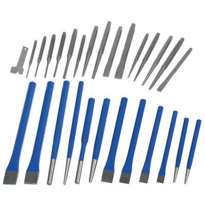 28pc Punch & Chisel Set Pin Punch Cold Chisel Centre Punch Taper Punch Toolzone