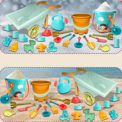 thumbnail image 2 of Prextex 10 Piece Beach Toys Sand Toys Set For Kids, Bucket With Sifter, Shovel, Rake, Watering Can, 5 Animal And Castle Sand Molds For Kids & Toddlers 2 of 14
