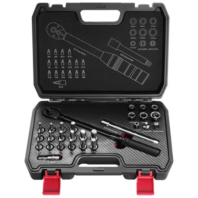 28PCS/SET MOTORCYCLE TORQUE WRENCH SET 3/8 1/4 5-60NM WRENCH FINE ...