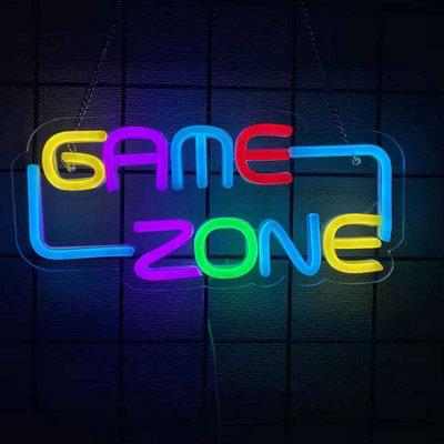 29.9cm Game Zone LED Light Sign , Gamer Decor for Bedroom, Man Cave and ...