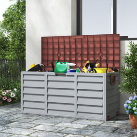 290L Plastic Waterproof Outdoor Garden Deck Storage Box Patio Utility Box with Wheels