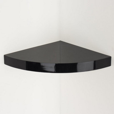 295mm floating hudson corner shelf kit, black high gloss