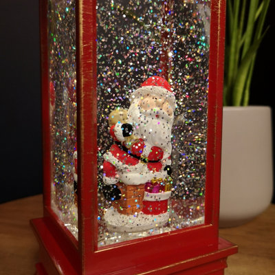 29cm Battery Operated Light up SnowSwirl Santa Chimney Christmas