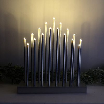 29cm Premier Christmas Candle Bridge with 17 LEDs & Timer in Silver
