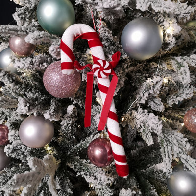 29cm Red and White Stripe Hanging Christmas Candy Cane Decoration Price Comparisons | Compare The Build