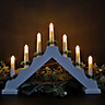 29cm Snow White Christmas Candlebridge with 7 Bulbs in White Wood  Battery Operated
