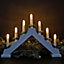 29cm Snow White Christmas Candlebridge with 7 Bulbs in White Wood  Battery Operated