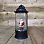 29cm Snowtime Dual Power LED Christmas Glitter Water Spinner Black Lantern Santa Scene