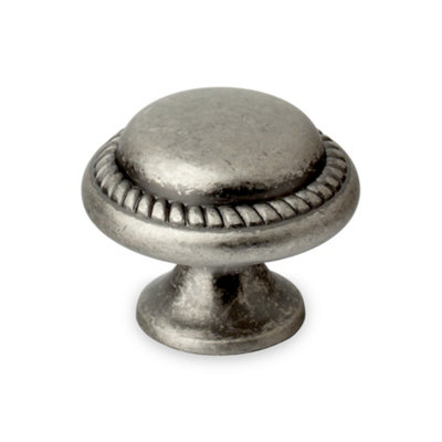 29mm Antique Pewter Cabinet Knob Grey Round Kitchen Cupboard Door Drawer Pull Wardrobe Furniture Replacement Upcycle