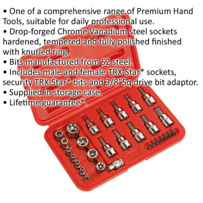 29pc TRX Star Socket & SECURITY Bit Set - 1/4