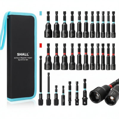 29PCS Magnetic Nut Driver & Impact Drill Bit Set Hex Shank