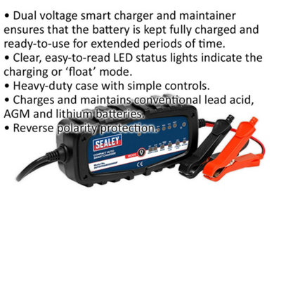 2A Compact Auto Smart Charger - Dual Voltage - 6 / 12 Volt - Quick Connect Plug