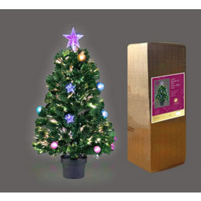 2Ft/60cm Baubles and Stars Fibre Optic Christmas Tree LED Pre-Lit