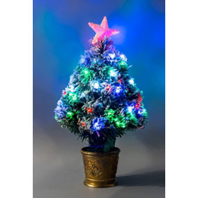 2Ft/60cm Frosted Tips 8 Modes Fibre Optic Christmas Tree LED Pre-Lit
