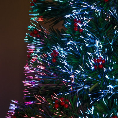 2FT (60cm) Green Fibre Optic Christmas Tree with Multi-coloured Fibre Optics and Red Berries - 6