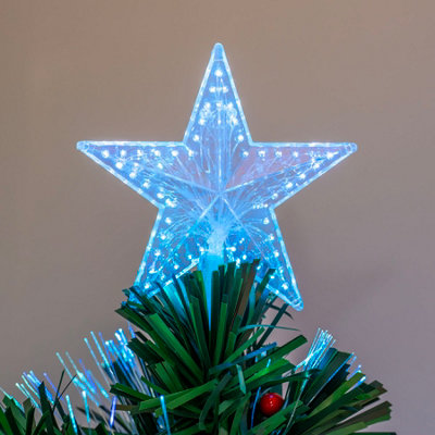 2FT (60cm) Green Fibre Optic Christmas Tree with Multi-coloured Fibre Optics and Red Berries - 7
