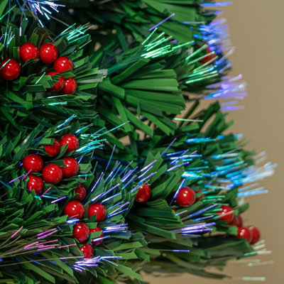 2FT (60cm) Green Fibre Optic Christmas Tree with Multi-coloured Fibre Optics and Red Berries - 9