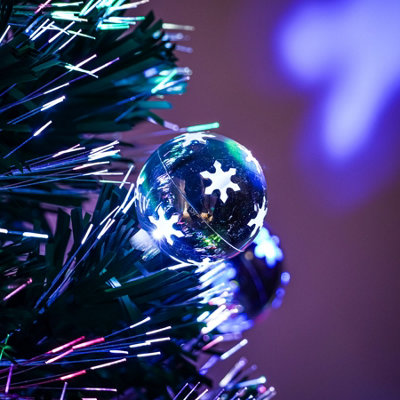 2FT (60cm) Green Fibre Optic Christmas Tree with Multi-coloured LED Lights and Baubles - 4