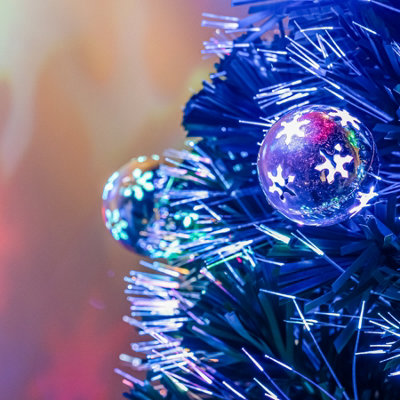 2FT (60cm) Green Fibre Optic Christmas Tree with Multi-coloured LED Lights and Baubles - 5