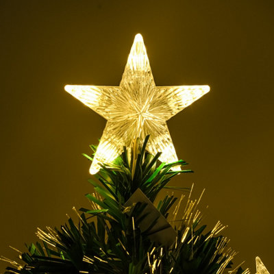 2FT (60cm) Green Fibre Optic Christmas Tree with Warm White LED Lights and Stars - 3