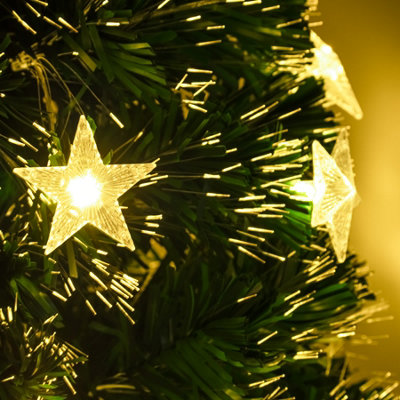 2FT (60cm) Green Fibre Optic Christmas Tree with Warm White LED Lights and Stars - 5