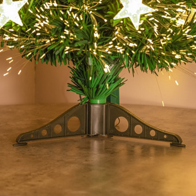 2FT (60cm) Green Fibre Optic Christmas Tree with Warm White LED Lights and Stars - 6