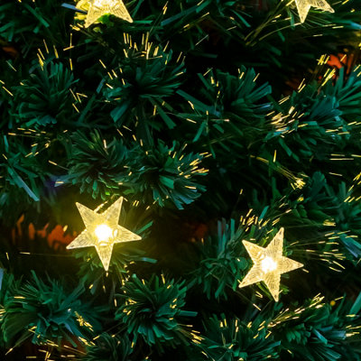 2FT (60cm) Green Fibre Optic Christmas Tree with Warm White LED Lights and Stars - 7