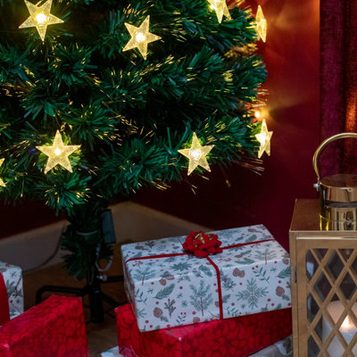 2FT (60cm) Green Fibre Optic Christmas Tree with Warm White LED Lights and Stars - 9