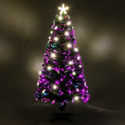 2ft (60cm) Green Fibre Optic Christmas Tree with Warm White LED Lights ...