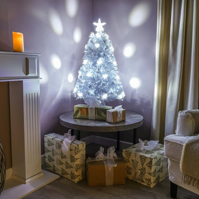 2FT (60cm) White Fibre Optic Tree with White LED Lights and White Fibre Optics