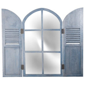 2ft 9in x 1ft 6in Arched Glass Garden Mirror with Wooden Shutters - by Reflect™