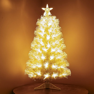 2ft White Fibre Optic Christmas Tree with Feathery Warm White Fibre ...