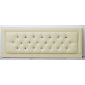 2ft6 20inch    Cream Leather Miami Chesterfield With Crystal Button