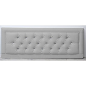 2ft6 20inch   Silver Leather Miami Chesterfield With Crystal Button