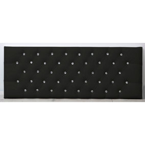 2FT6 Small Single 20inch    Black Faux Leather Chesterfield headboard