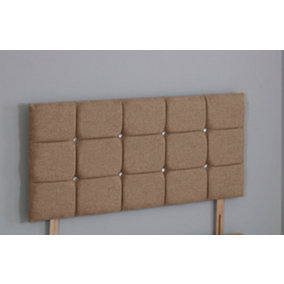 2FT6 Small Single 20inch     Brown Linen Cube headboard