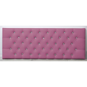 2FT6 Small Single 20inch Pink  Faux Leather Chesterfield headboard
