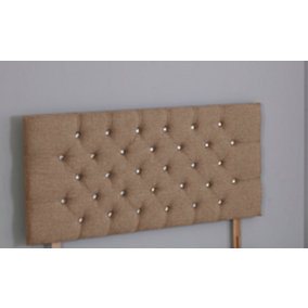 2FT6 Small Single 26inch  Brown Linen Chesterfield headboard